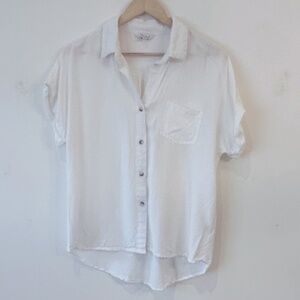 Sim & Sam White Short Sleeve Lightweight Button Up Shirt